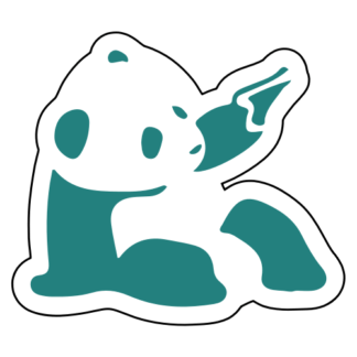Panda Holding Gun Sticker (Turquoise)